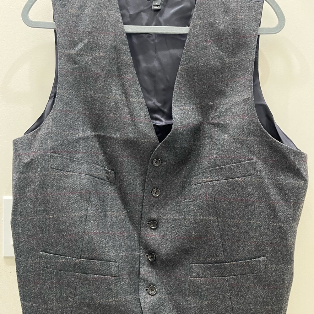 J. Crew Gray Wool Vest with V-Neck